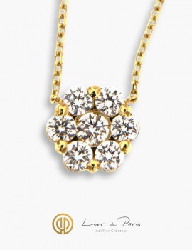 18K Yellow Gold Necklace, Diamonds