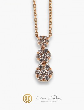 18K Pink Gold Necklace, Diamonds